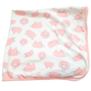 Carter's Just One You Pink Sheep Lamb Terry Swaddle Receiving Blanket 28" X 27"
